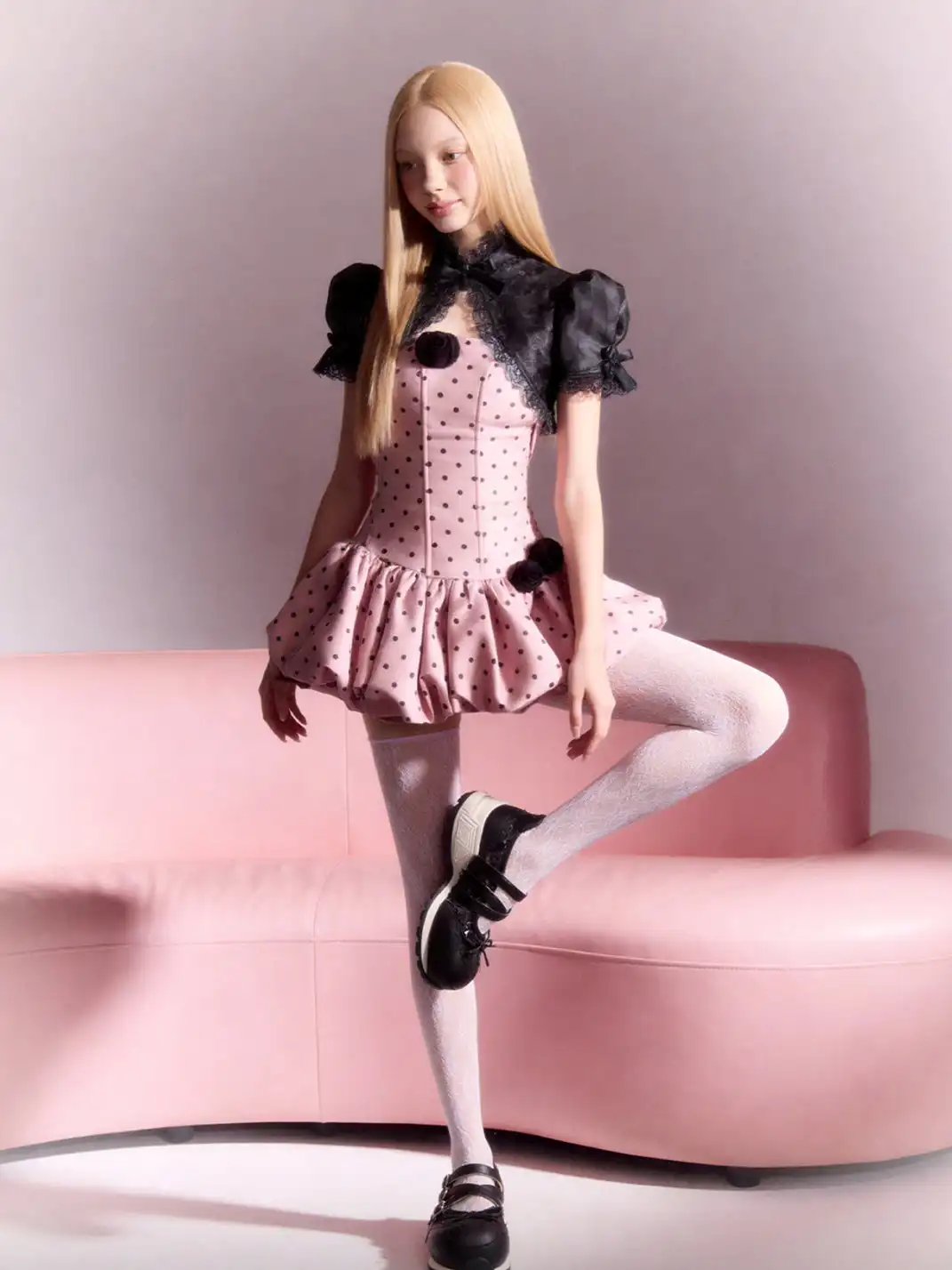 SMILEY | Sequin Lace Bow Slip-On Mary Janes