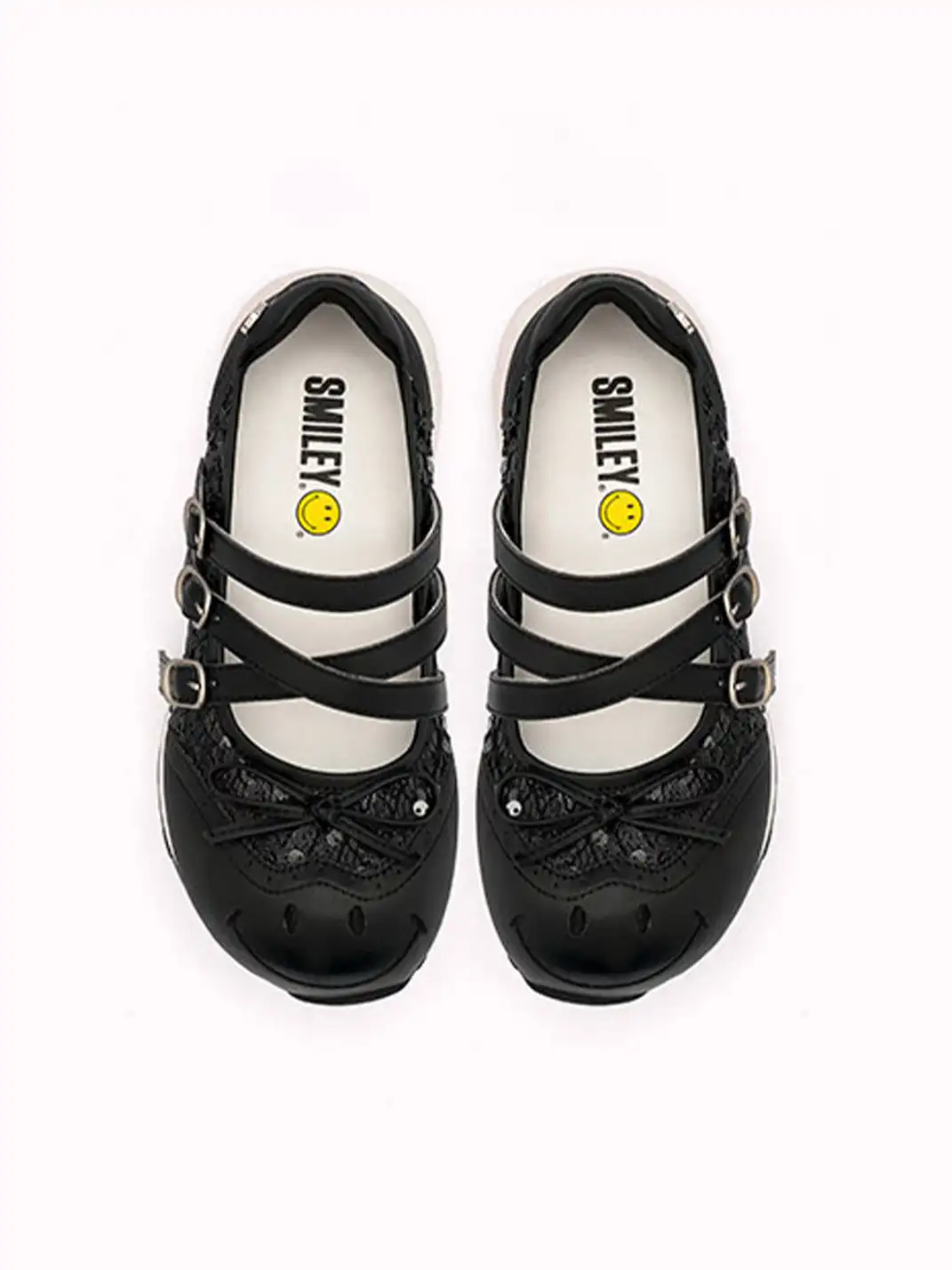 SMILEY | Sequin Lace Bow Slip-On Mary Janes