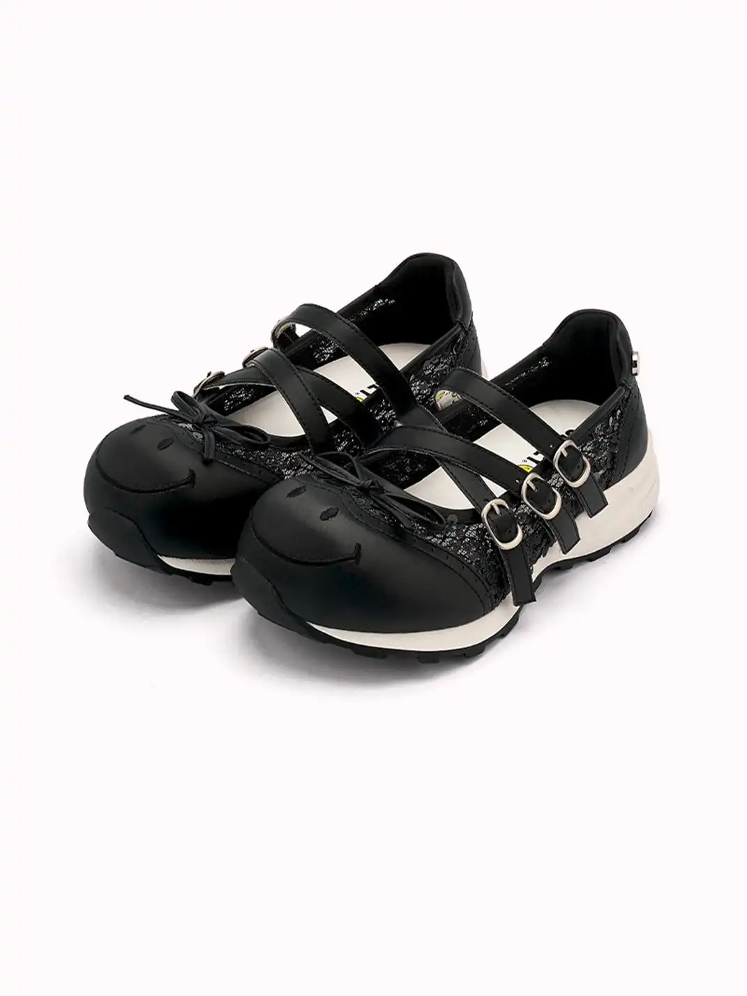 SMILEY | Sequin Lace Bow Slip-On Mary Janes