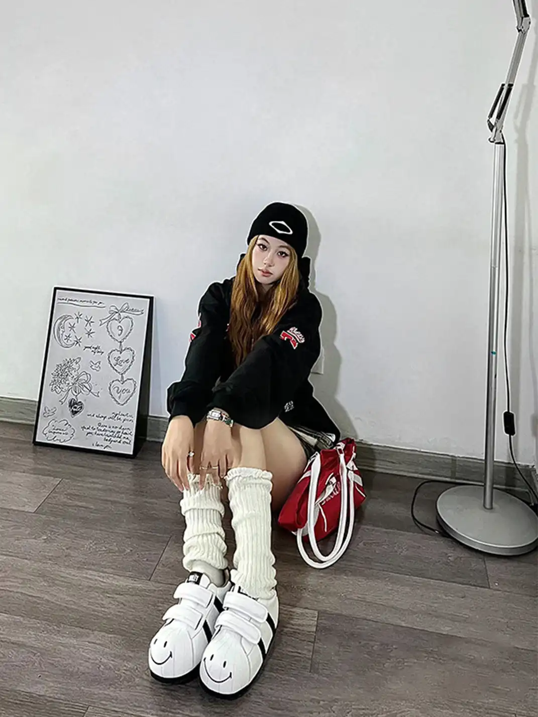 SMILEY | Double Velcro Strap Color Block Casual Sneakers