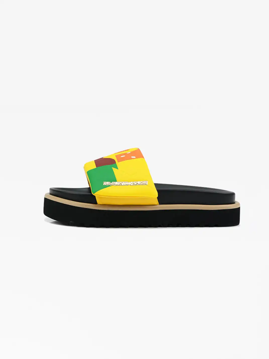 KAALIXTO | Hamburger Print Metal Logo Platform Slide Sandals