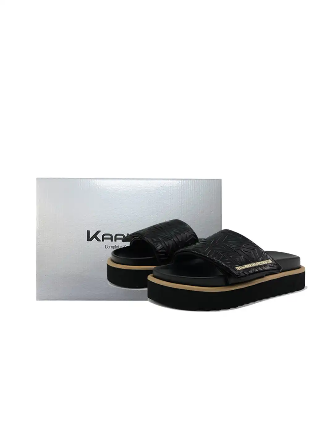 KAALIXTO | Embossed Logo Platform Slide Sandals