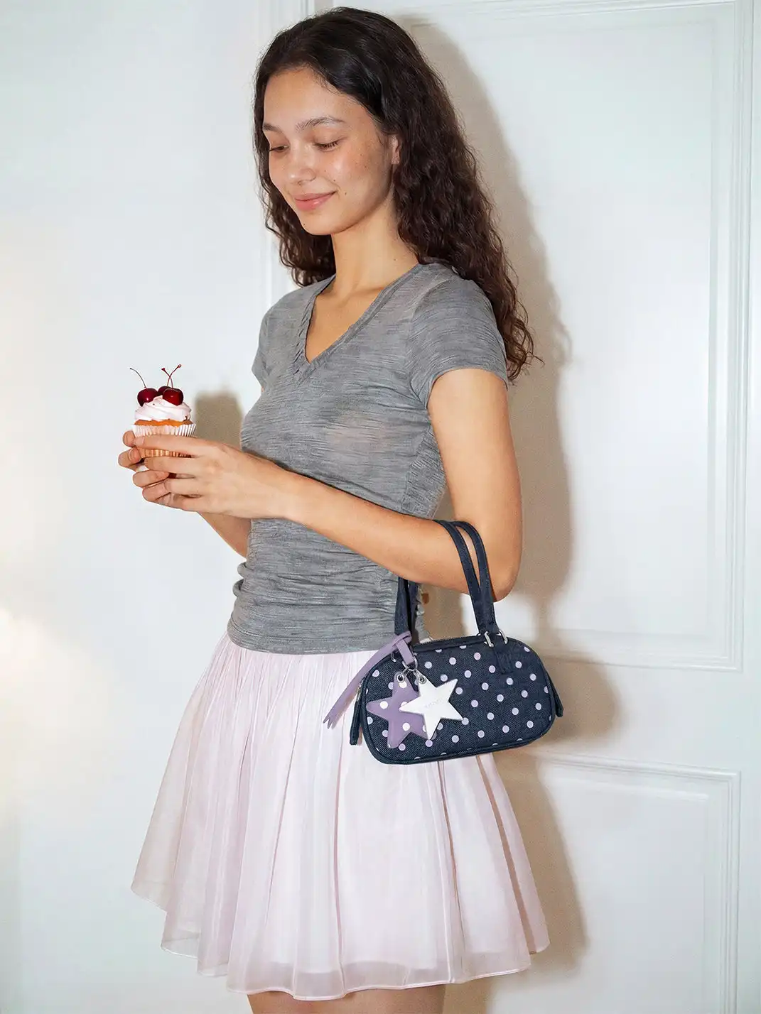 VFVF | Polka Dot Denim Mini Handbag