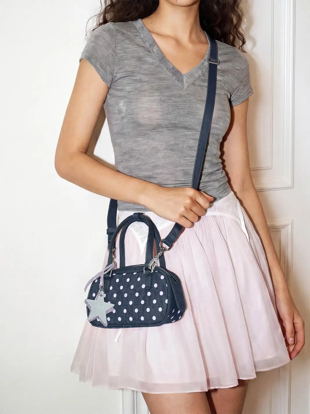 VFVF | Polka Dot Denim Mini Handbag