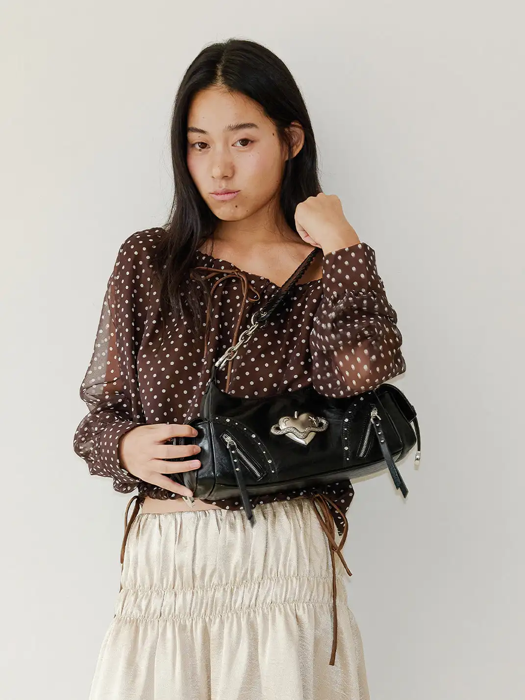 VFVF | Leopard Print Heart Snake Hardware Chain Underarm Shoulder Bag