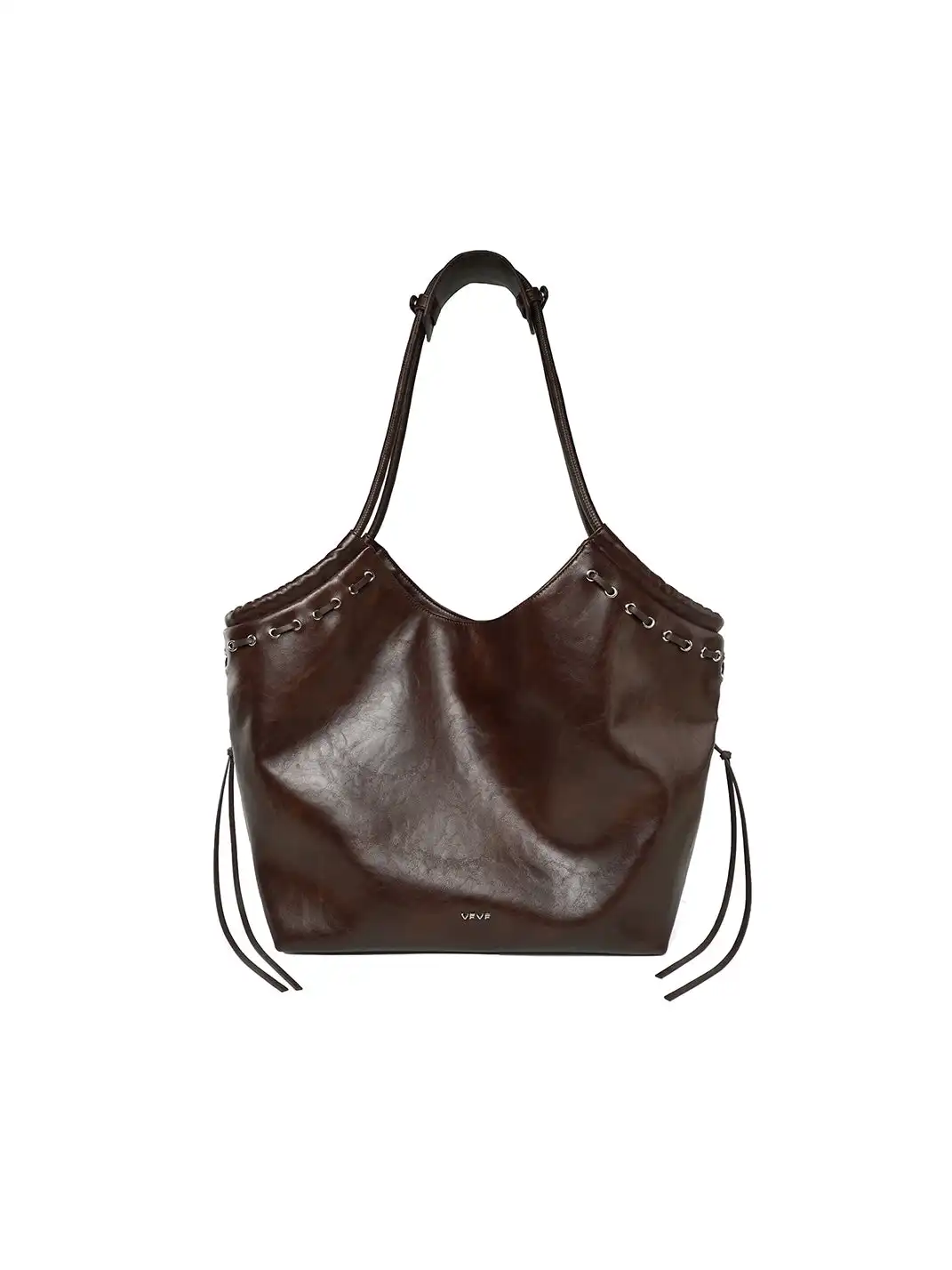 VFVF | Eyelet Drawstring Large Capacity Leather Tote Shoulder Bag