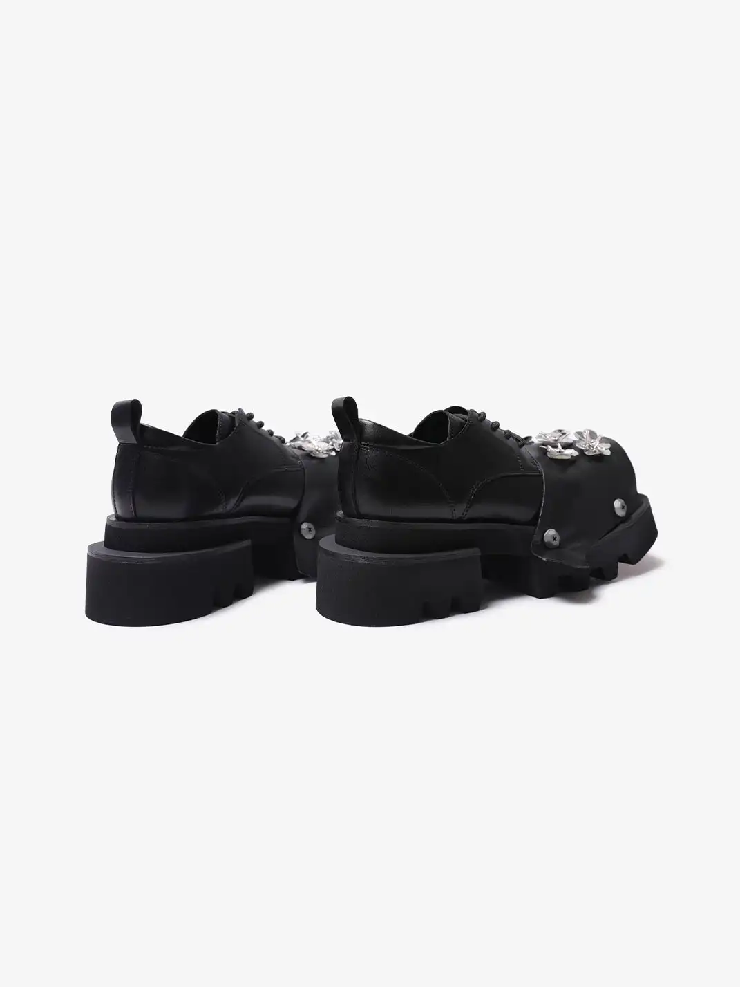 PINJIAHUI | Floral Rhinestone Platform Derby Sandals