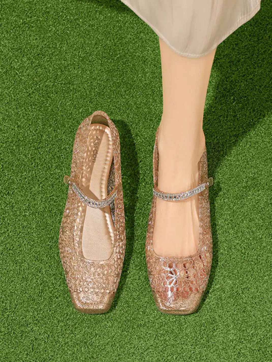 Agsdon | Hollow Crystal Mary Jane Sandals
