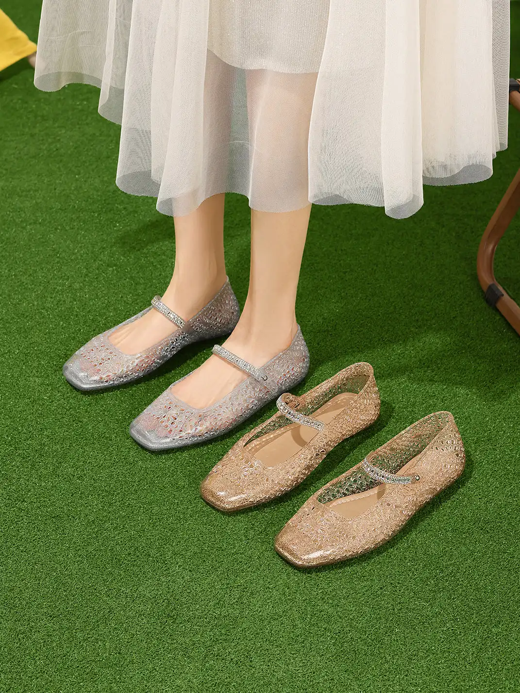 Agsdon | Hollow Crystal Mary Jane Sandals