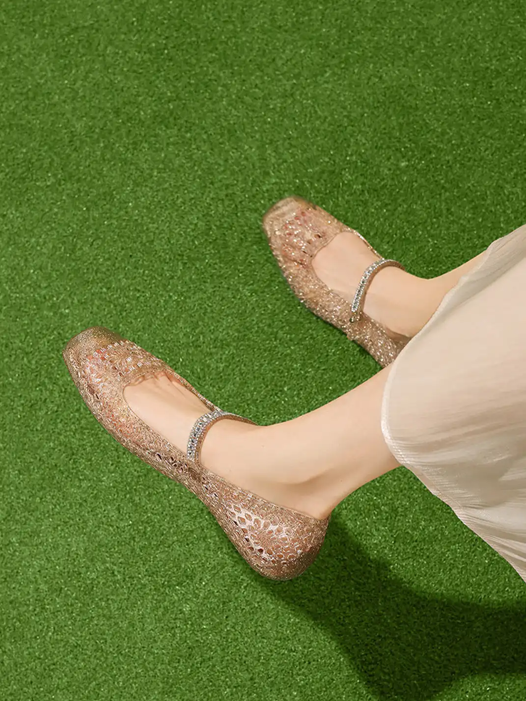 Agsdon | Hollow Crystal Mary Jane Sandals