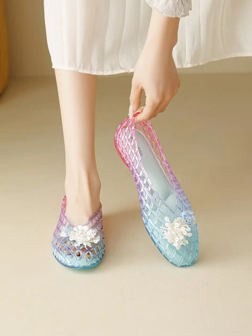 Agsdon | Gradient Hollow Jelly Flats