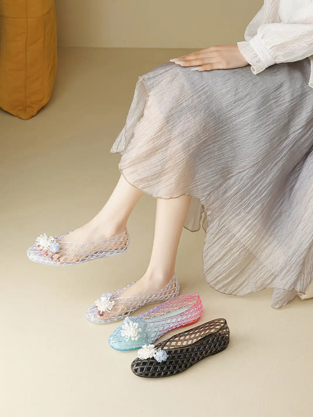 Agsdon | Gradient Hollow Jelly Flats