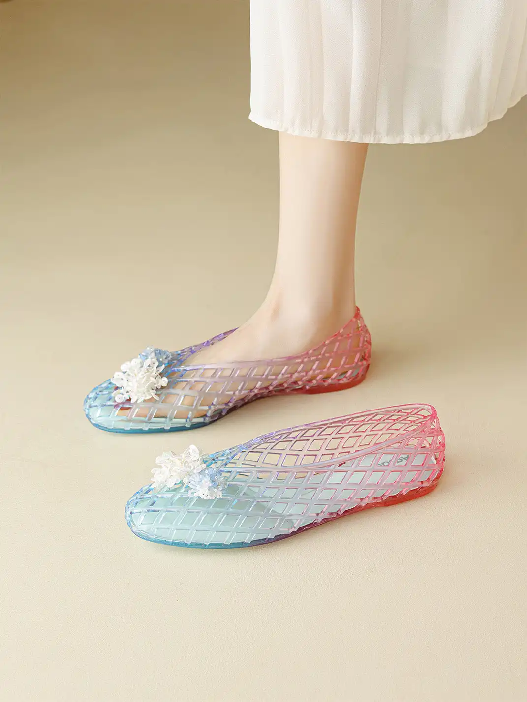 Agsdon | Gradient Hollow Jelly Flats