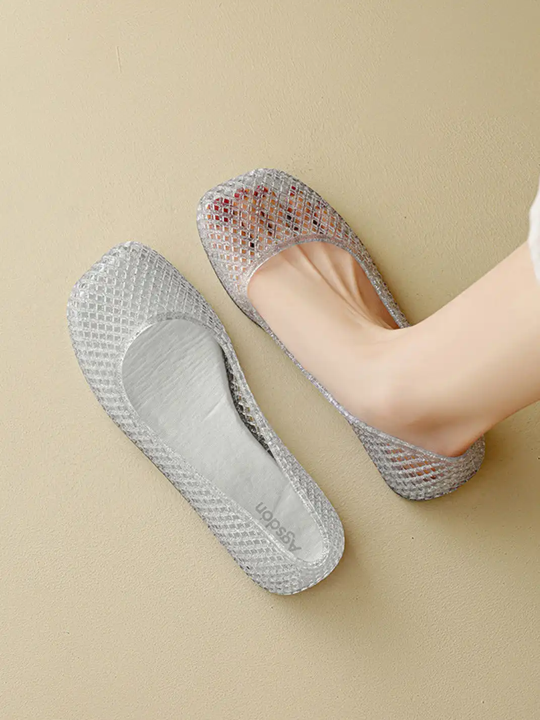 Agsdon | Glitter Mesh Jelly Flats