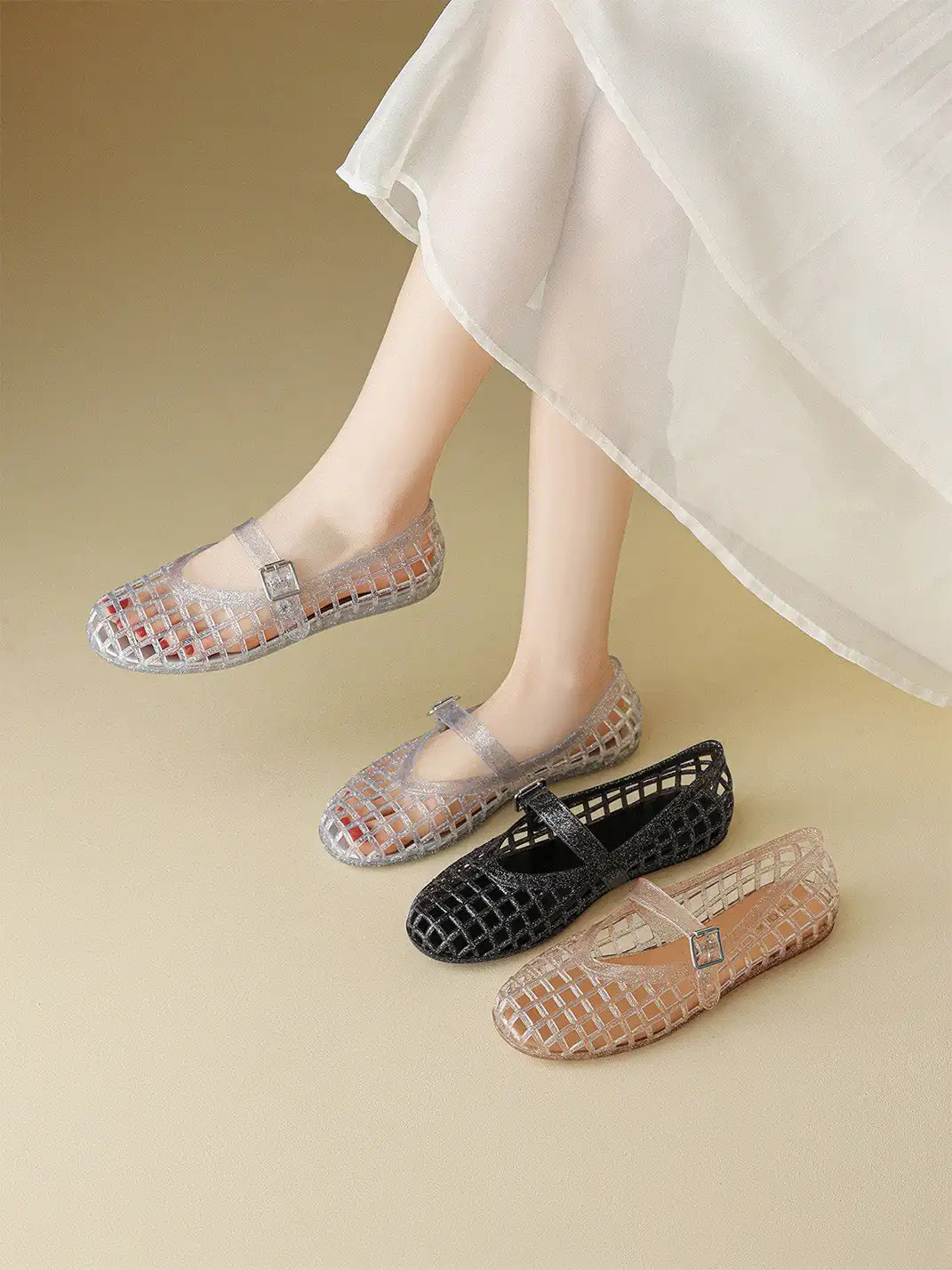 Agsdon | Glitter Hollow Mary Jane Flats