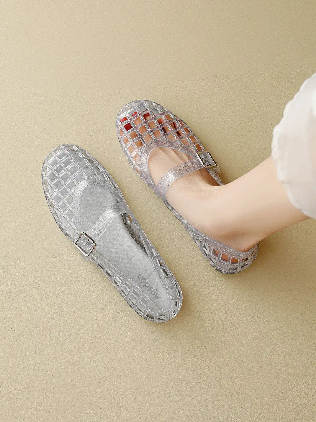 Agsdon | Glitter Hollow Mary Jane Flats