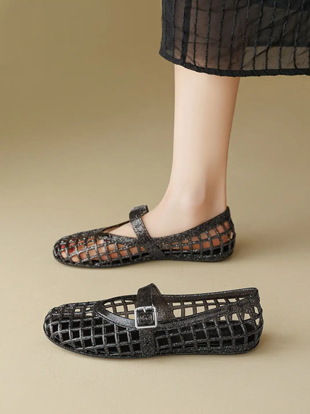 Agsdon | Glitter Hollow Mary Jane Flats