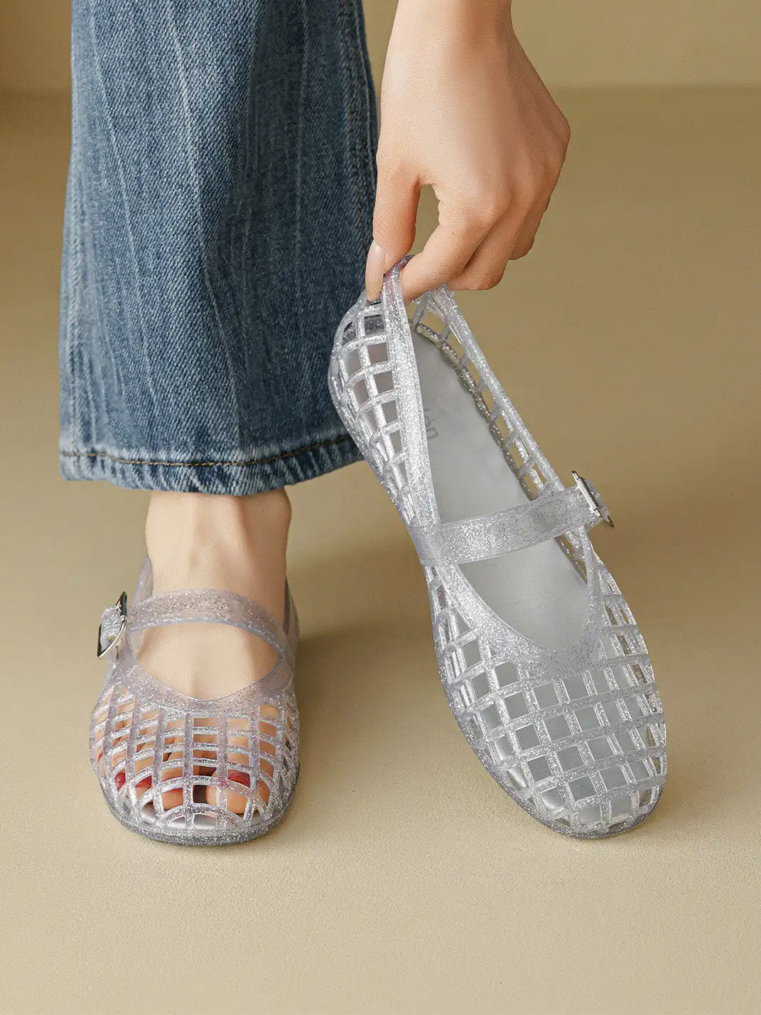 Agsdon | Glitter Hollow Mary Jane Flats