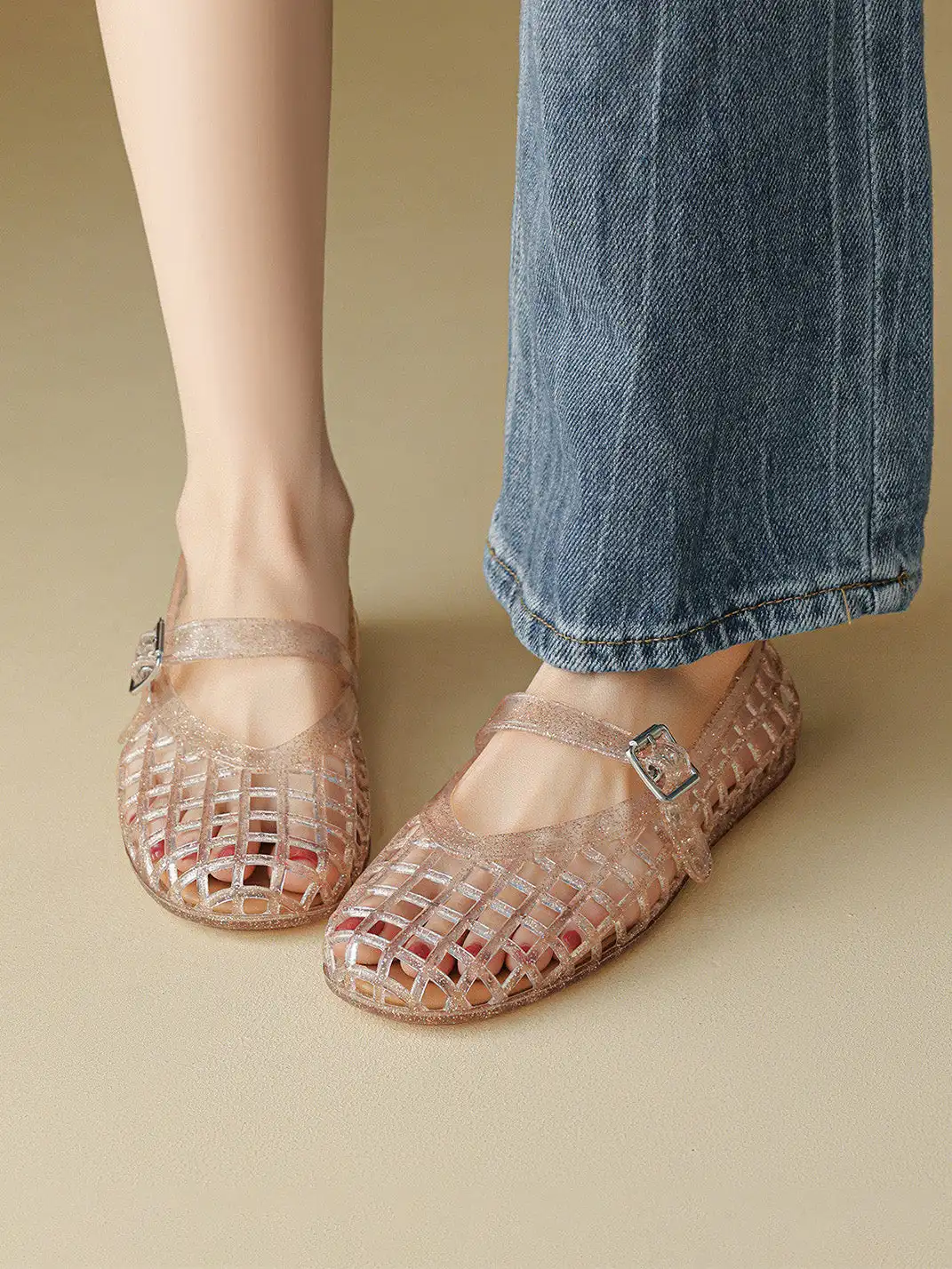 Agsdon | Glitter Hollow Mary Jane Flats