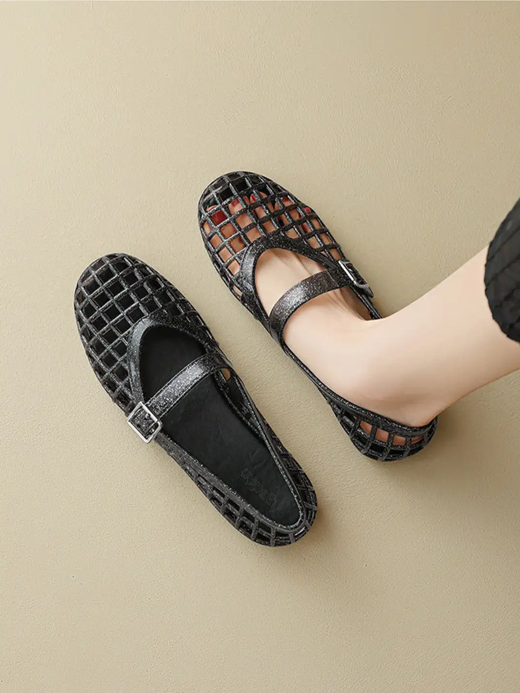 Agsdon | Glitter Hollow Mary Jane Flats