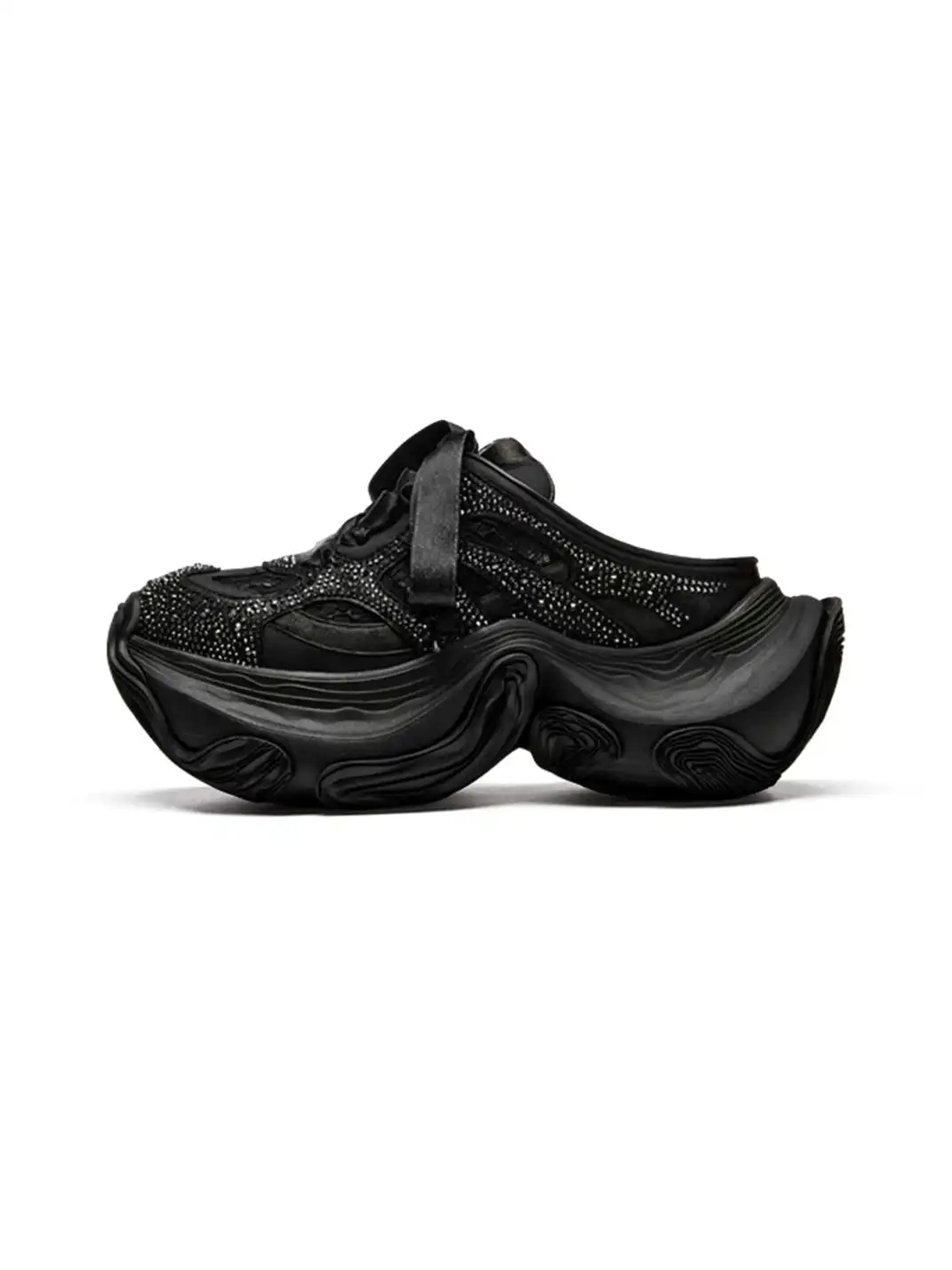 XMZY | Rhinestone Design Platform Closed Toe Slippers