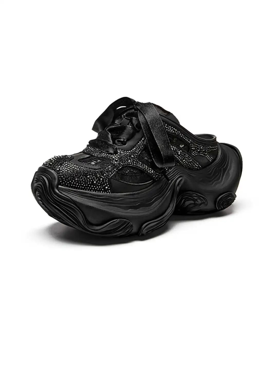 XMZY | Rhinestone Design Platform Closed Toe Slippers