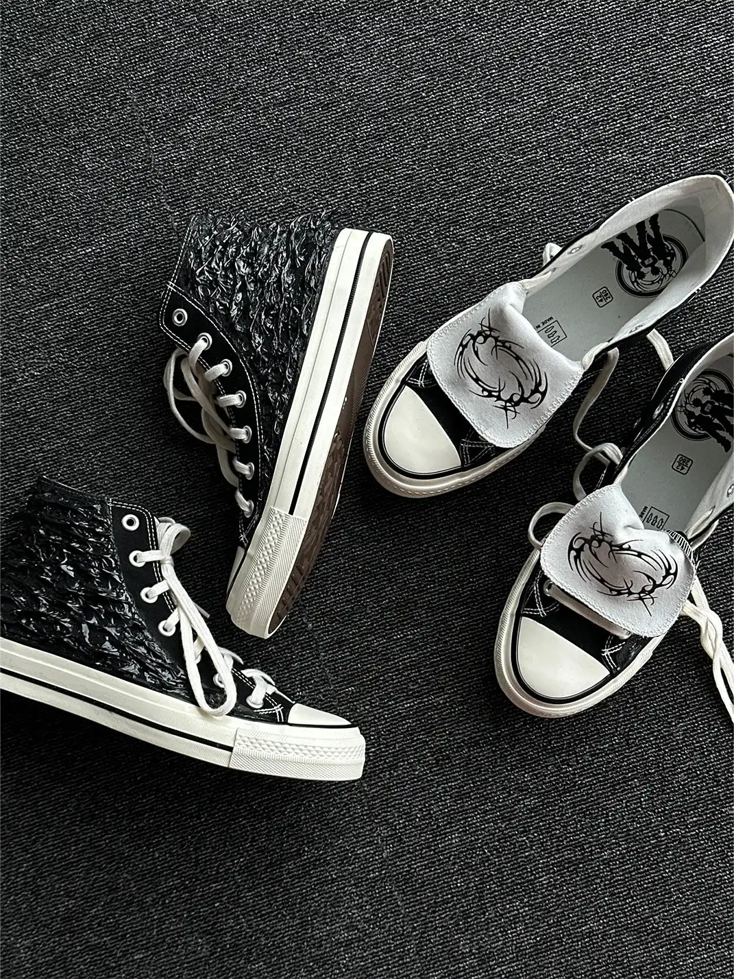 BR | Silicone Detail Floating Shadow High Top Canvas Shoes