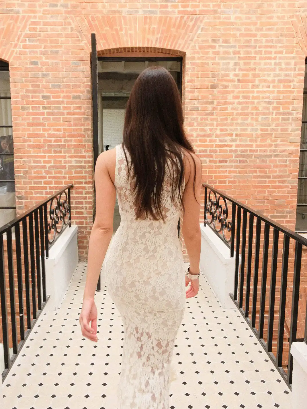 CAPPOW | White Lace Stretch Hollow Out Cheongsam Dress