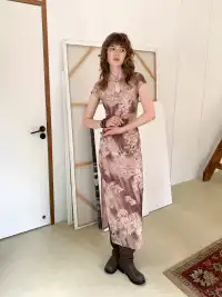 CAPPOW | Ink Wash Poetry Print Stretch Slim Fit Dress