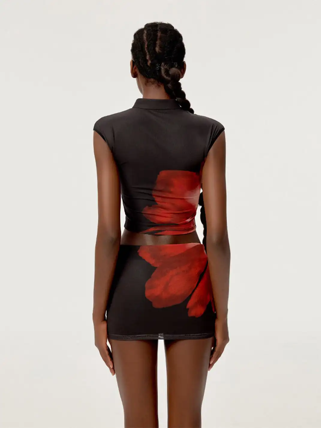 HiimDai | Cheongsam Collar Slim Fit Crop Top & Skort Set