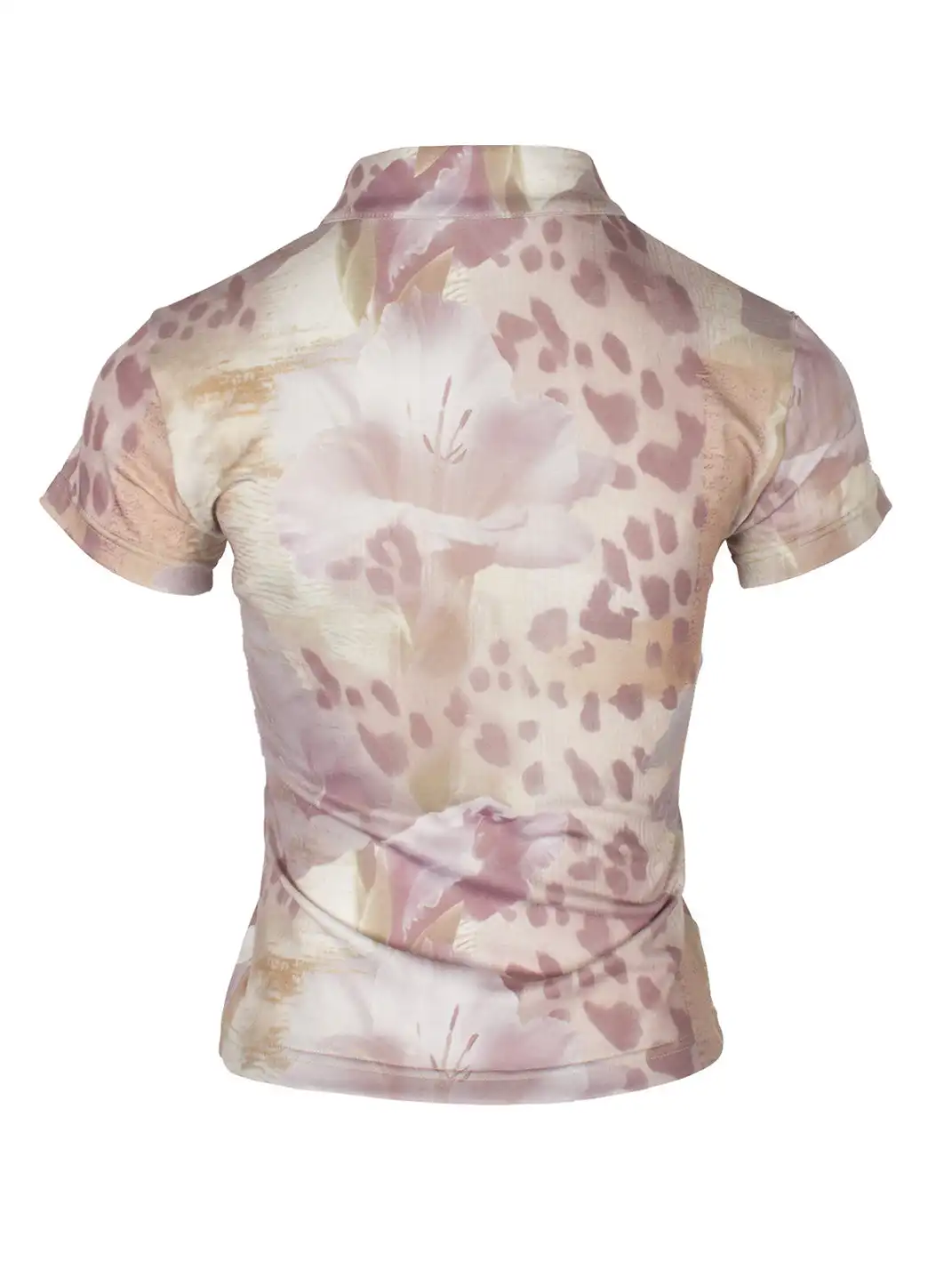 4RE1GN | Lace Spliced Cheongsam Collar T-Shirt