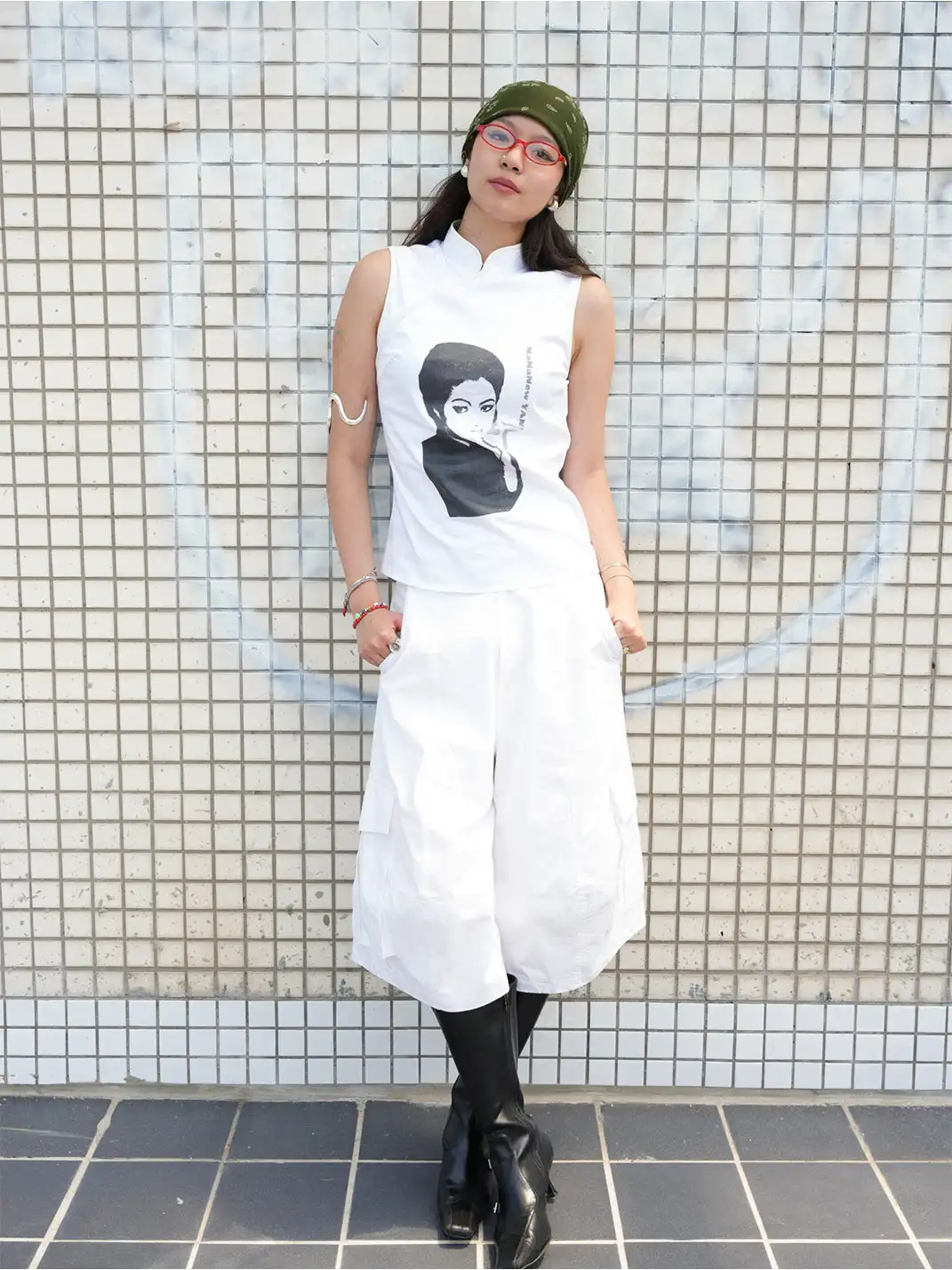 NaNaNew YAN | Rock Plum Print Cheongsam Top & Half Skirt Set