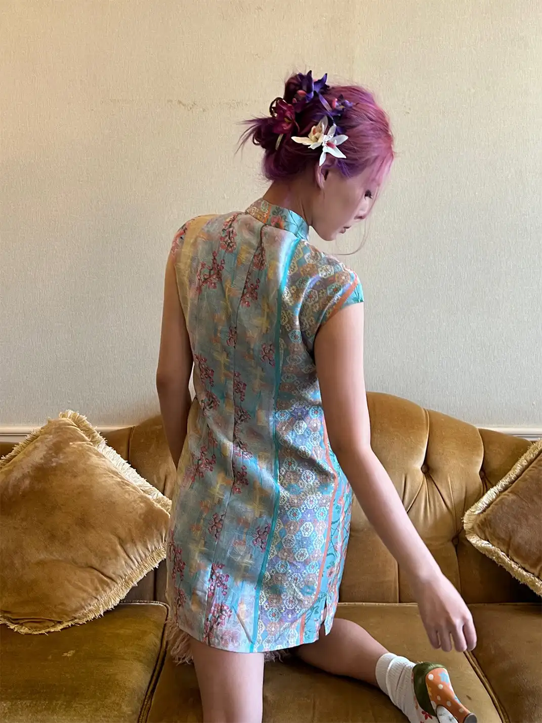 Annie Armor | New Chinese Style Printed Cheongsam Dress