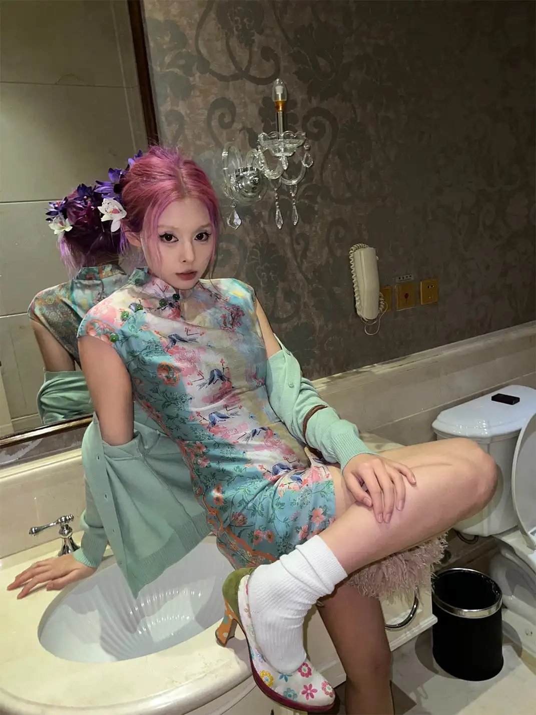 Annie Armor | New Chinese Style Printed Cheongsam Dress