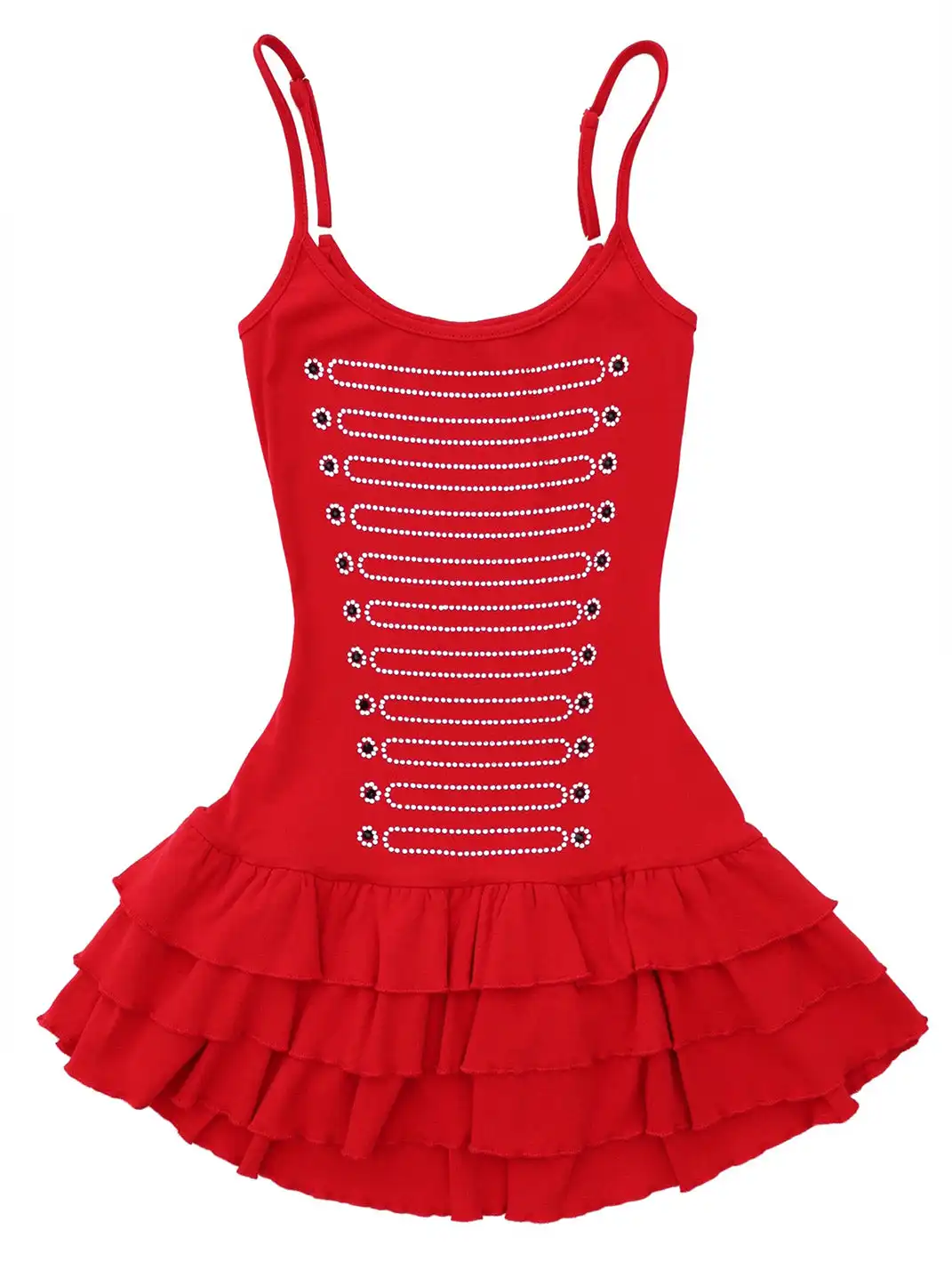 ONNASENSHI | Rhinestone Tiered Cake Midi Dress