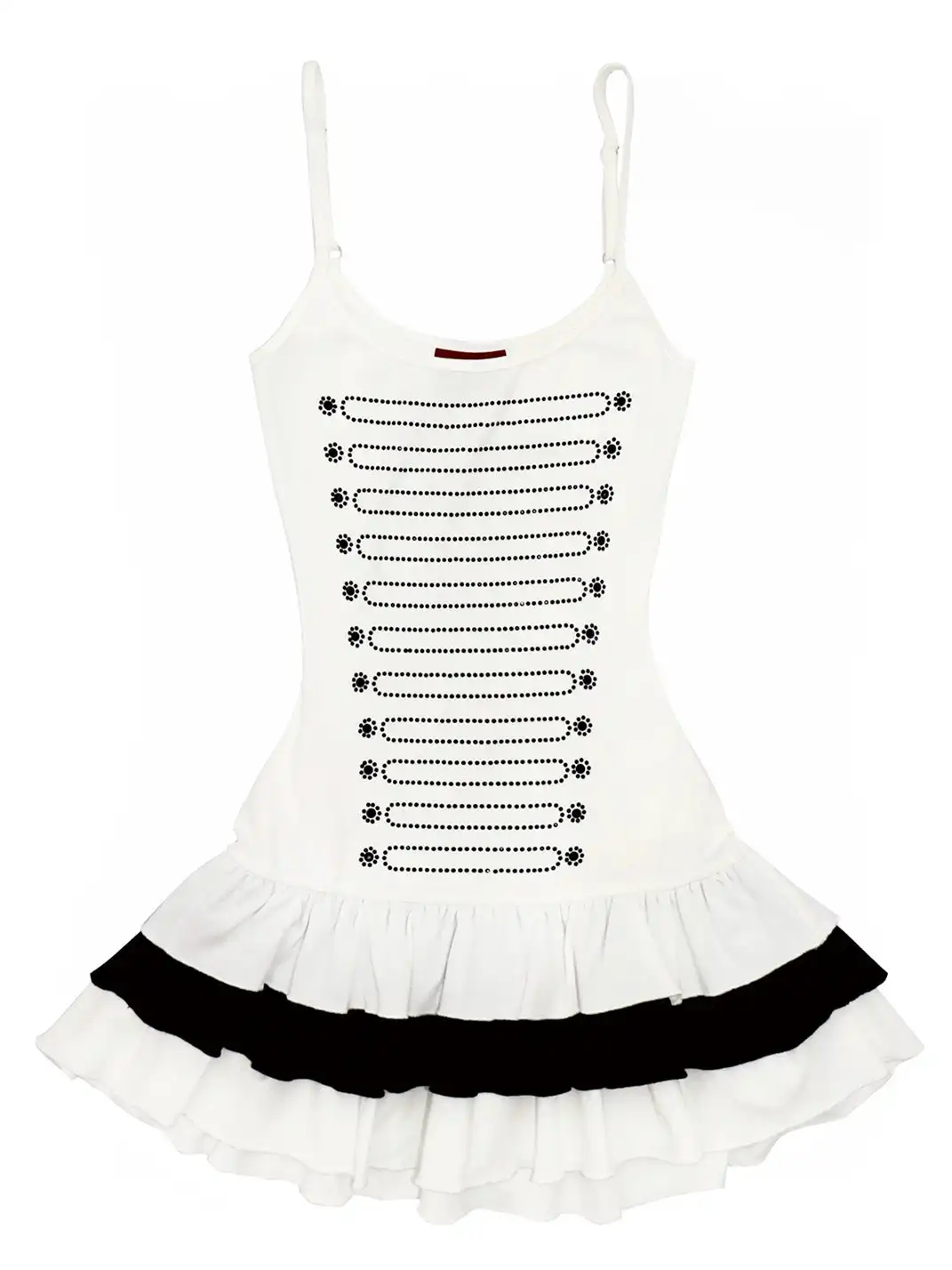 ONNASENSHI | Rhinestone Tiered Cake Midi Dress