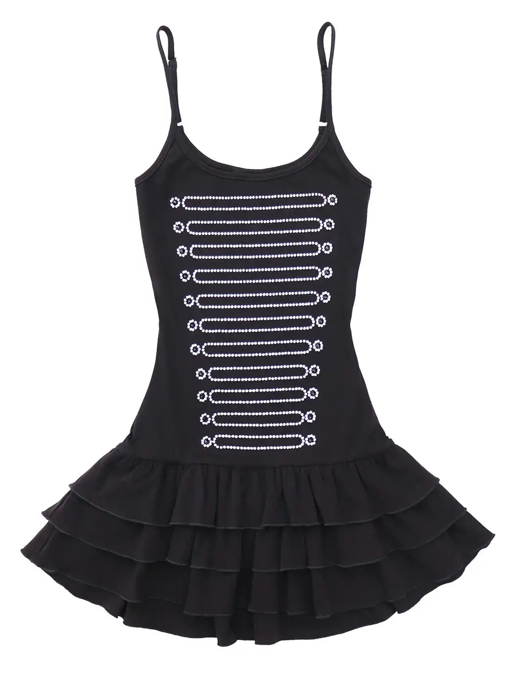 ONNASENSHI | Rhinestone Tiered Cake Midi Dress