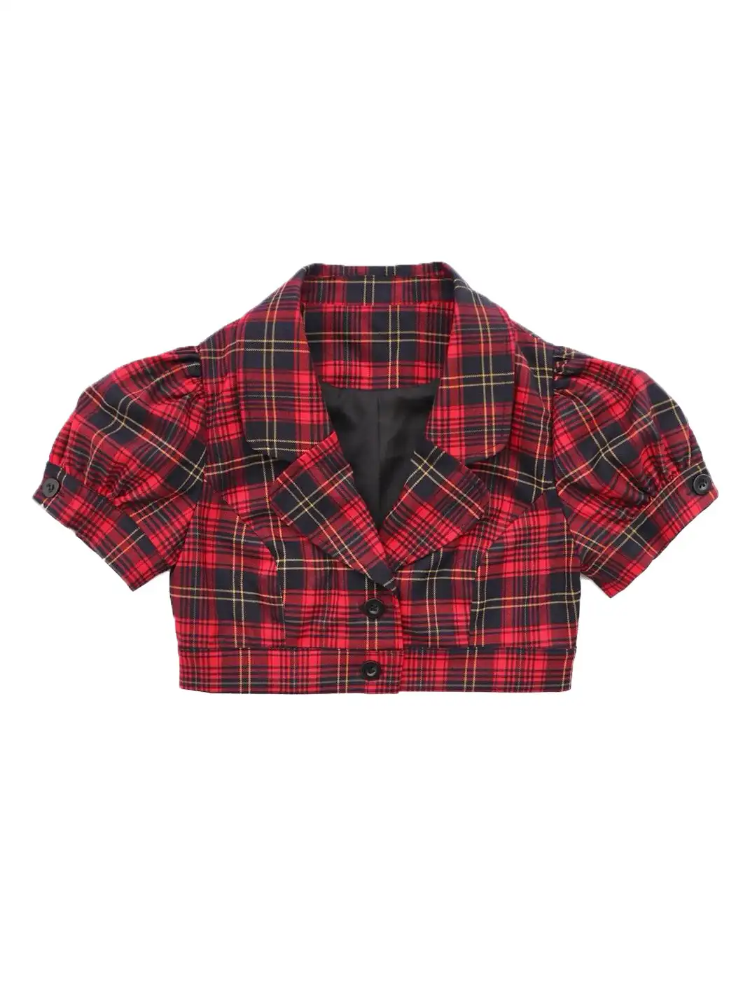 ONNASENSHI | Cropped Red Plaid Cropped Shirt