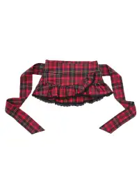 ONNASENSHI | Low Waist Tie Strap Red Plaid Skirt