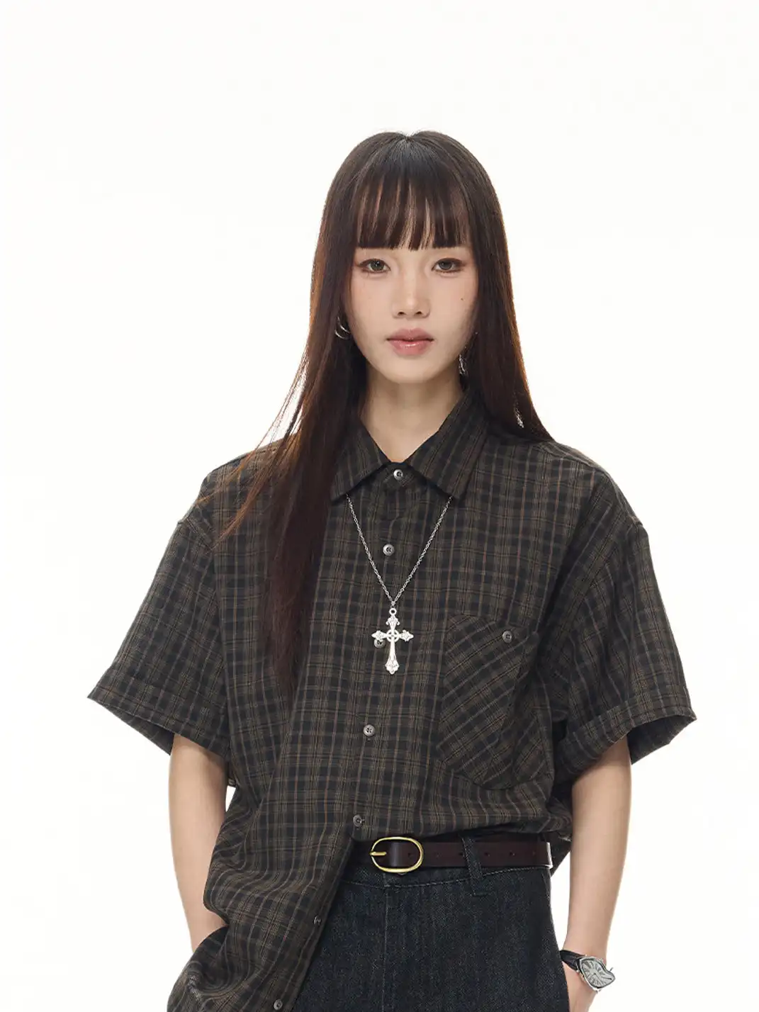 BOTANICA | Vintage Short Sleeve Plaid Shirt
