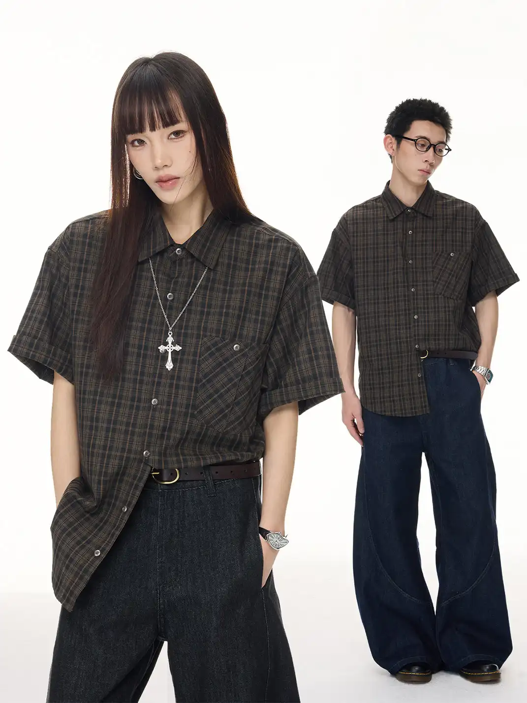 BOTANICA | Vintage Short Sleeve Plaid Shirt