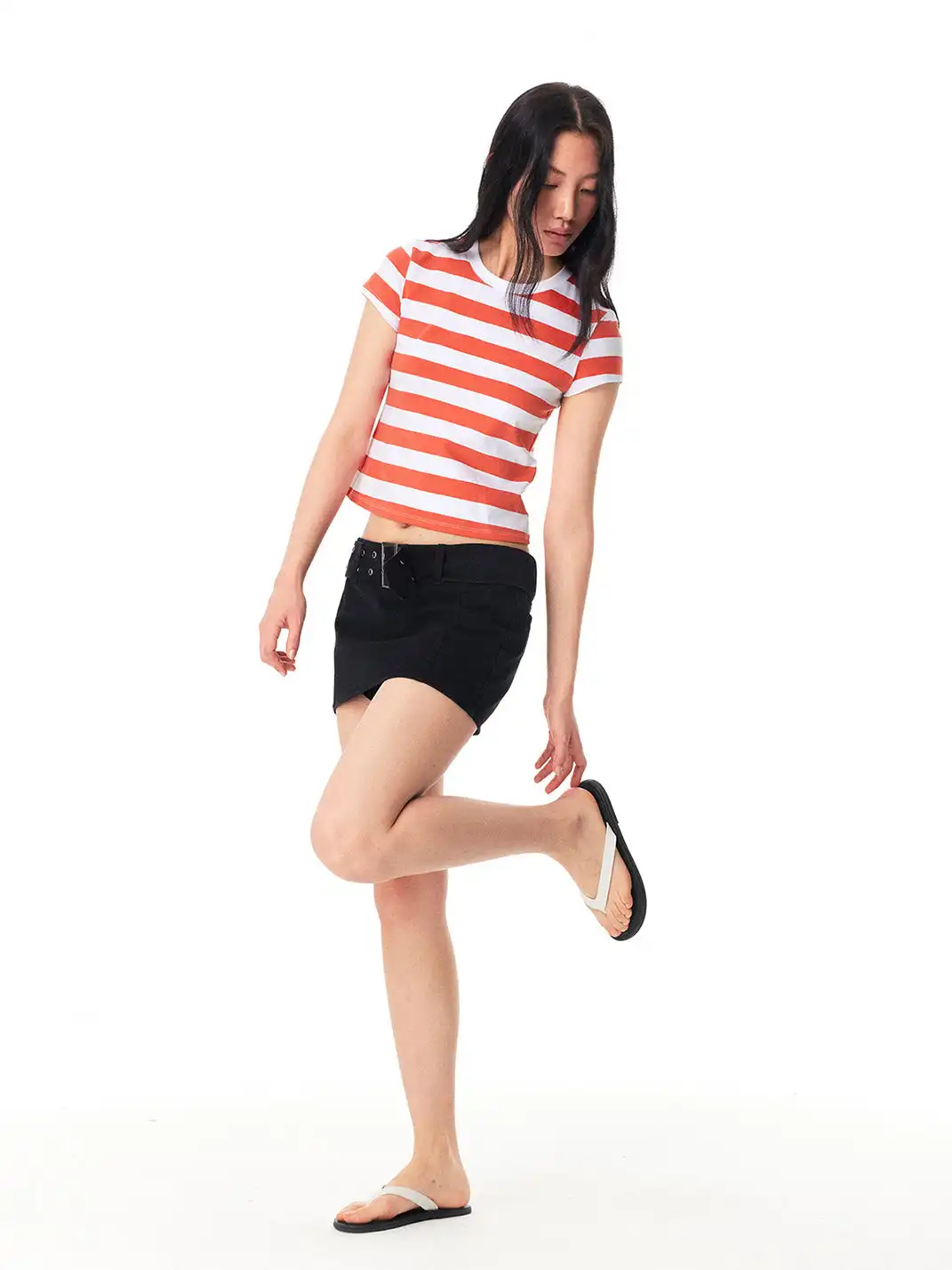 EVISTUB | Color Block Stripe Crew Neck T-Shirt