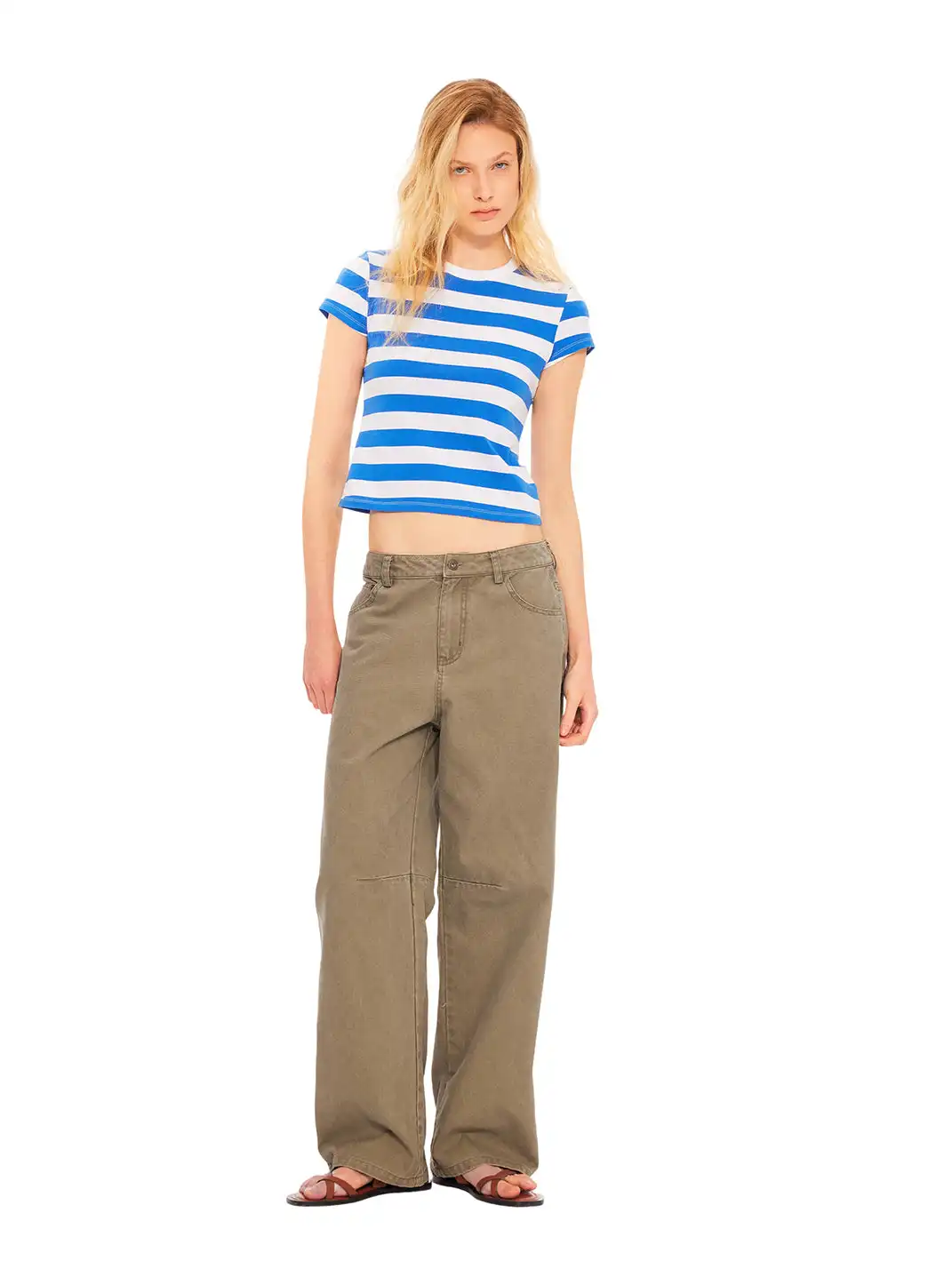 EVISTUB | Color Block Stripe Crew Neck T-Shirt