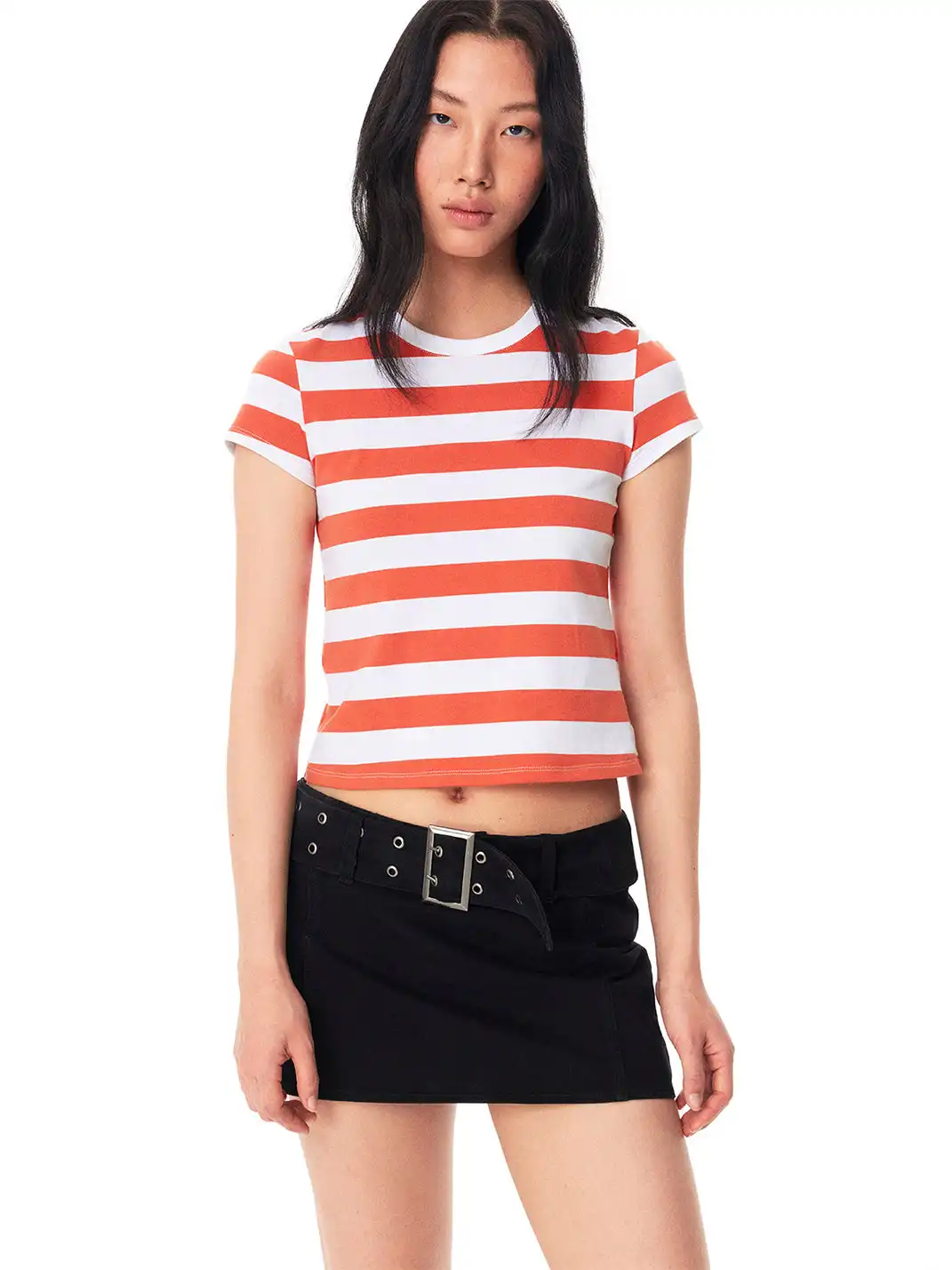 EVISTUB | Color Block Stripe Crew Neck T-Shirt