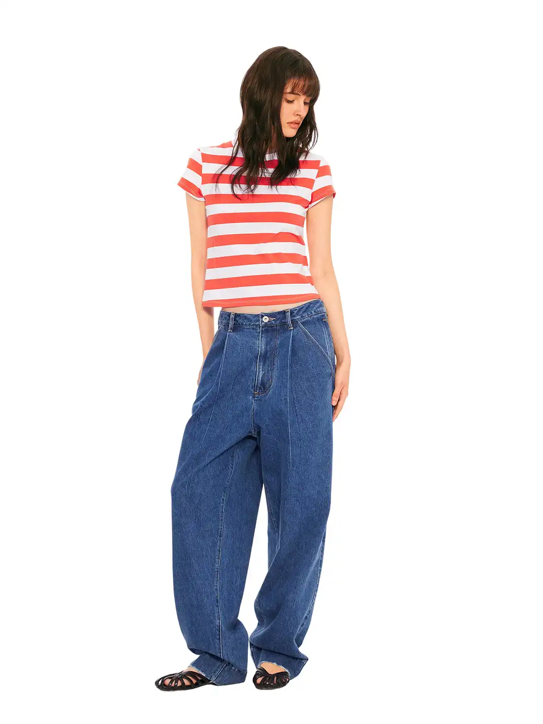 EVISTUB | Color Block Stripe Crew Neck T-Shirt