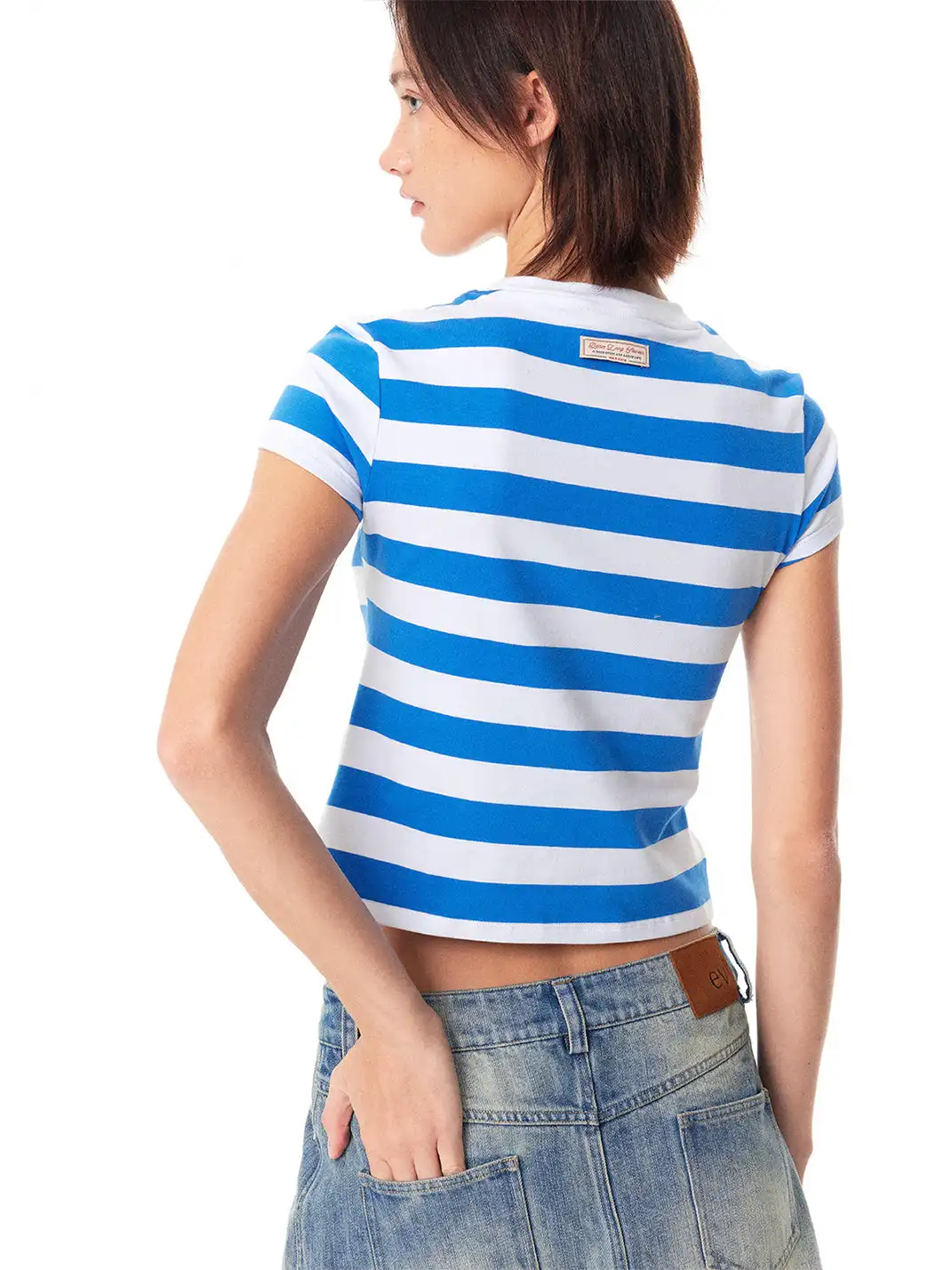 EVISTUB | Color Block Stripe Crew Neck T-Shirt