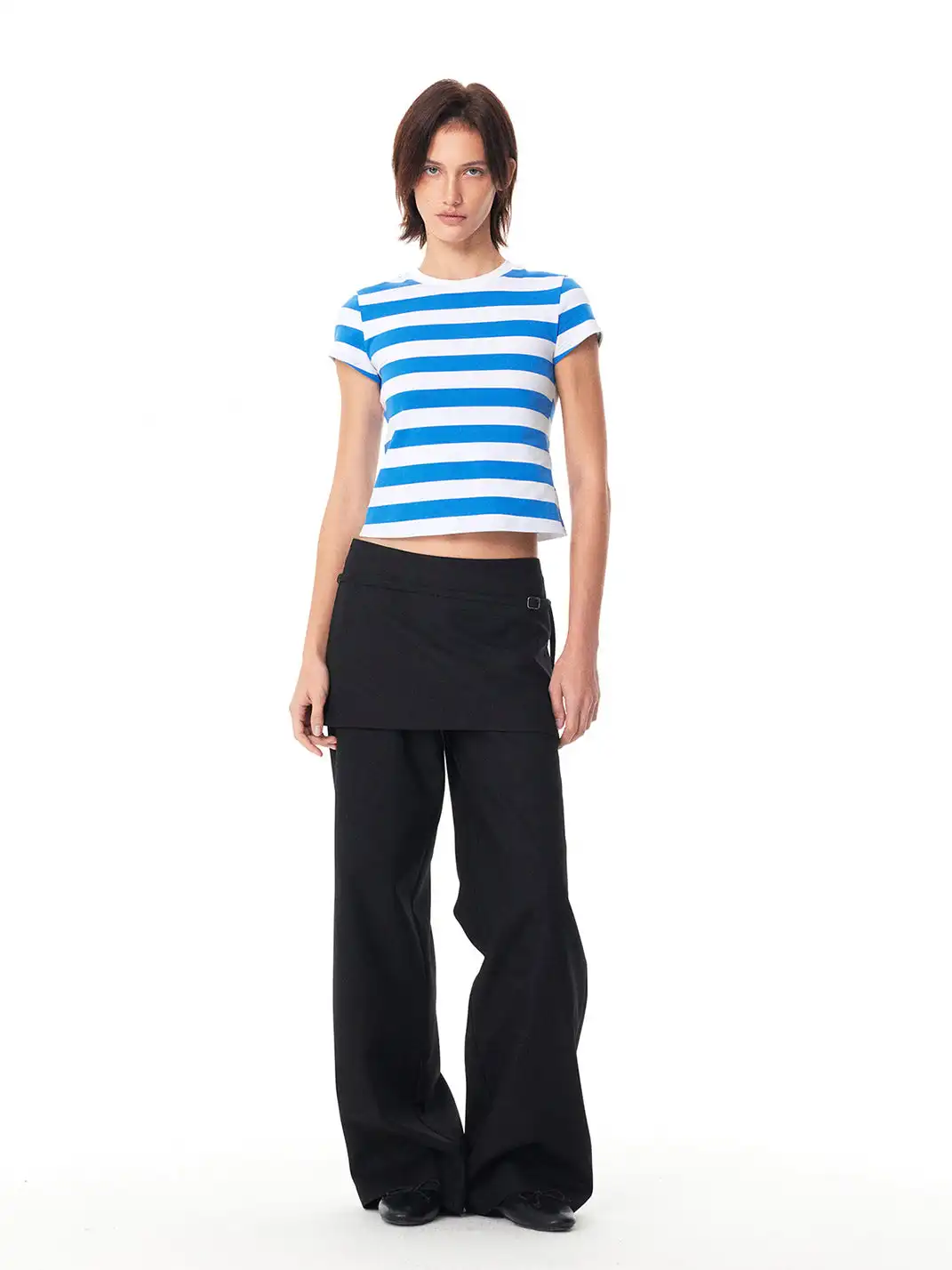 EVISTUB | Color Block Stripe Crew Neck T-Shirt
