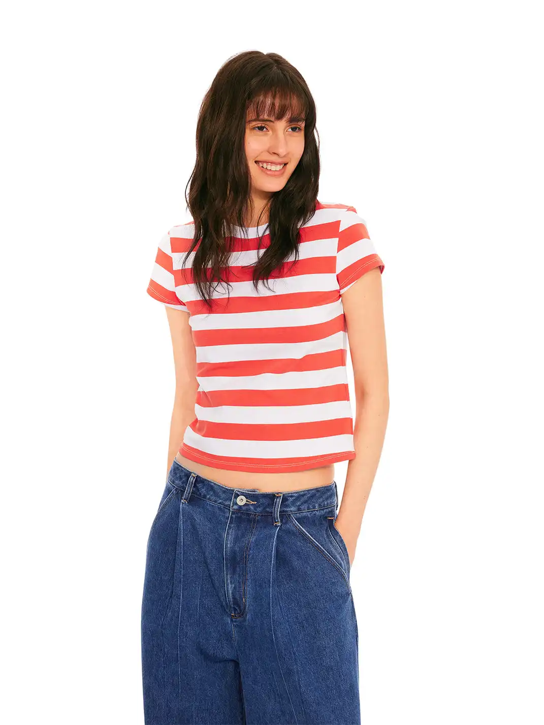 EVISTUB | Color Block Stripe Crew Neck T-Shirt