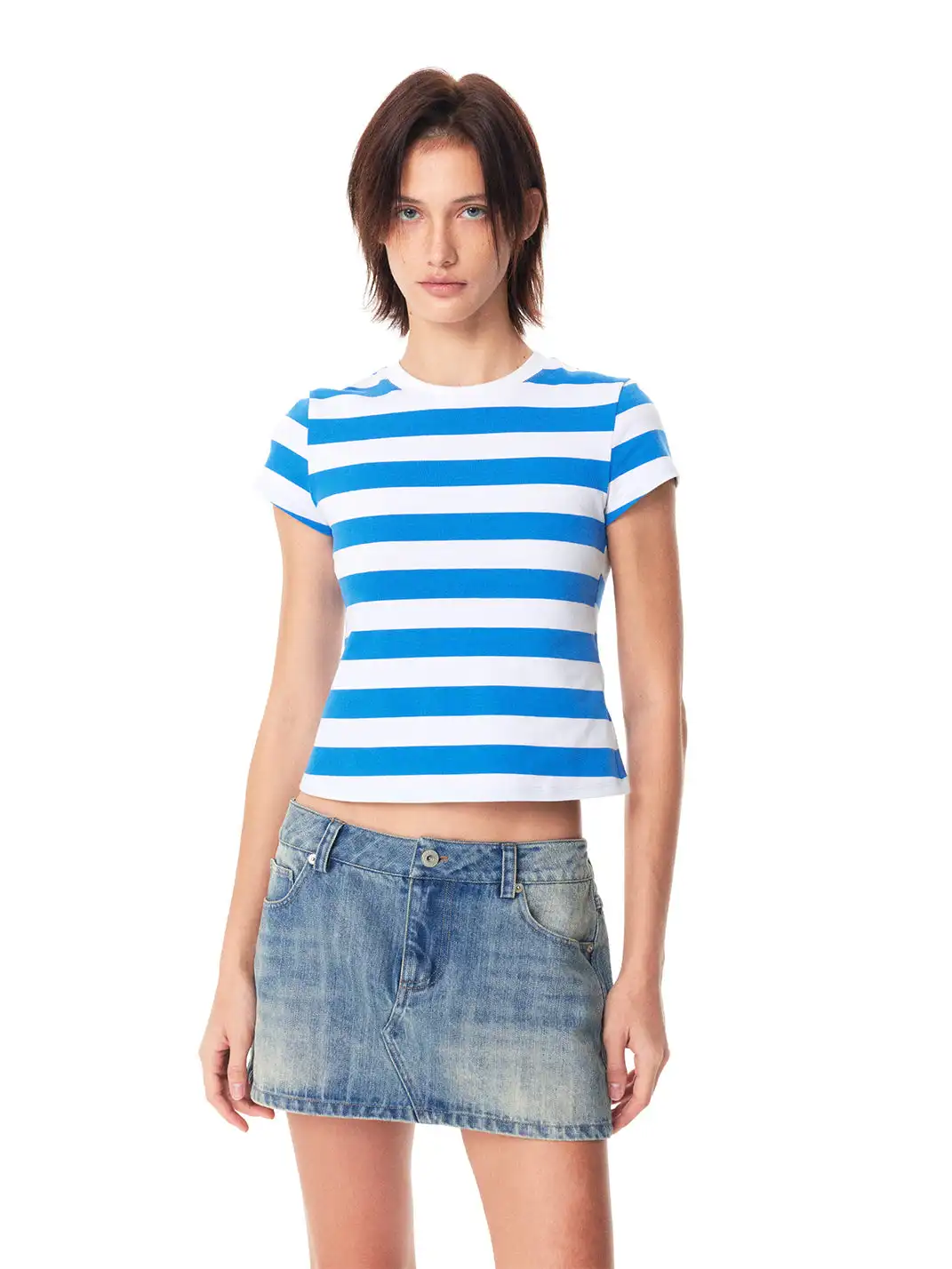 EVISTUB | Color Block Stripe Crew Neck T-Shirt