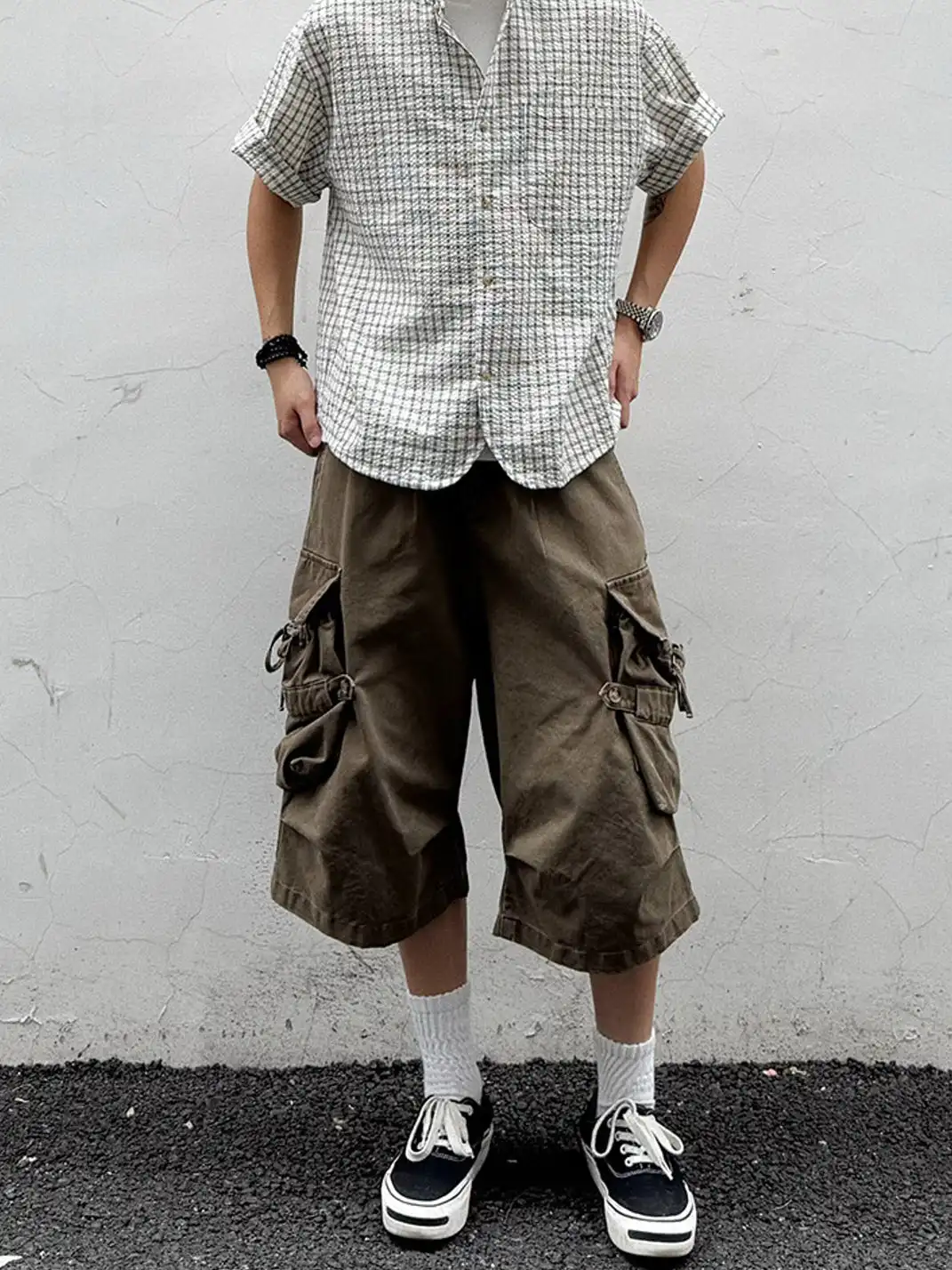 RCMAN | Oversized Short Sleeve Plaid Shirt